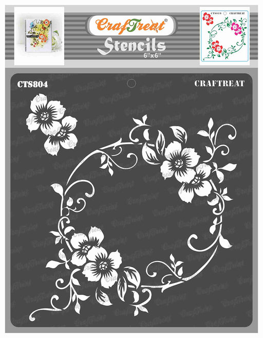 CrafTreat Flourish Circle Background Stencil for Crafts 6x6 Inches