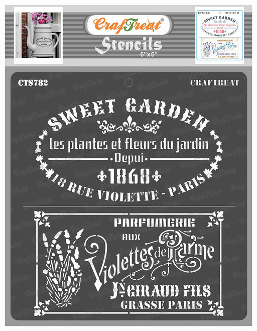 CrafTreat French Labels Stencil for Art & Craft Paintings 6x6 Inches