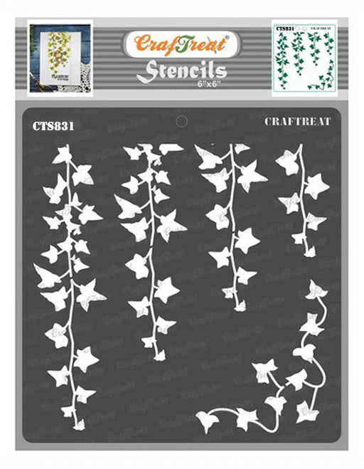 CrafTreat Hanging Ivy Leaves Stencil for Card Making Crafts 6x6 Inches