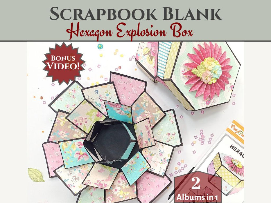 CrafTreat Hexagon Explosion Box DIY Scrapbook Templates2 set 1 Black 1 Kraft