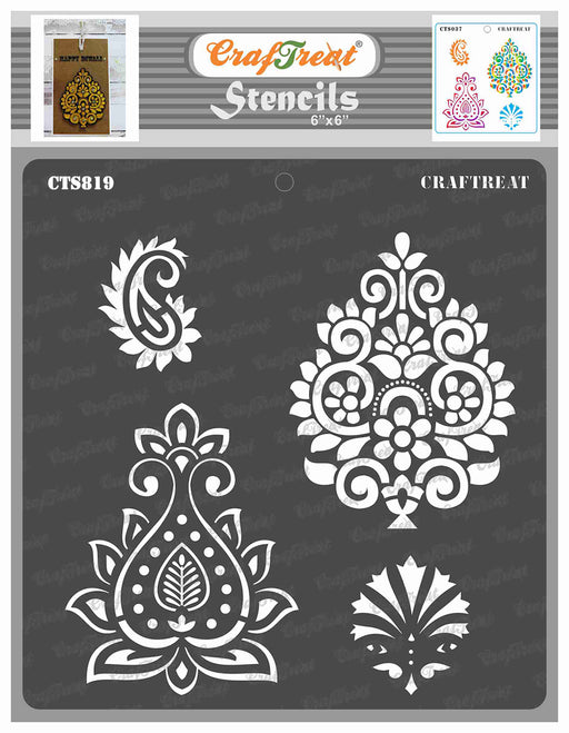 CrafTreat Indian Motifs Stencil for Art Paintings 6x6 Inches
