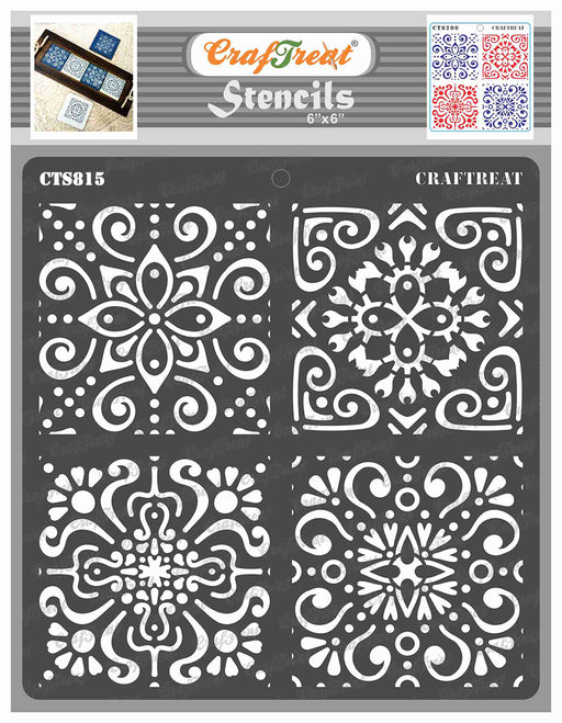 CrafTreat Moroccan Tiles Stencil, Moroccan Art Stencil fot Craft Paintings 6x6 Inches