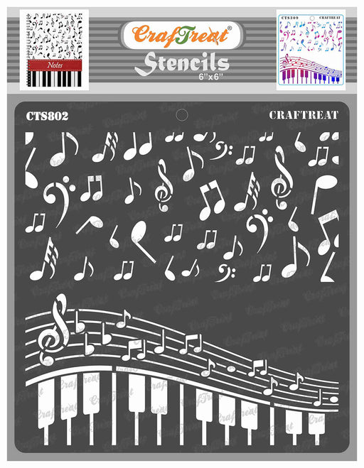 CrafTreat Musical Stencil for Art Paintings, Music Stencil 6x6 Inches