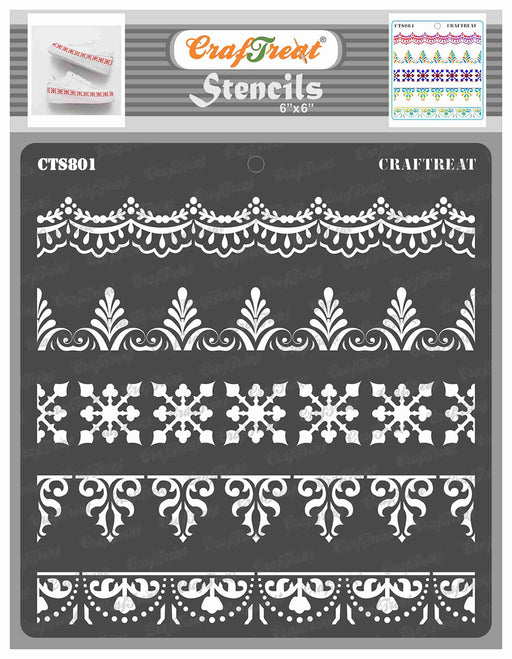 CrafTreat Ornate Lace Borders Stencil for Craft Paintings 6x6 Inches