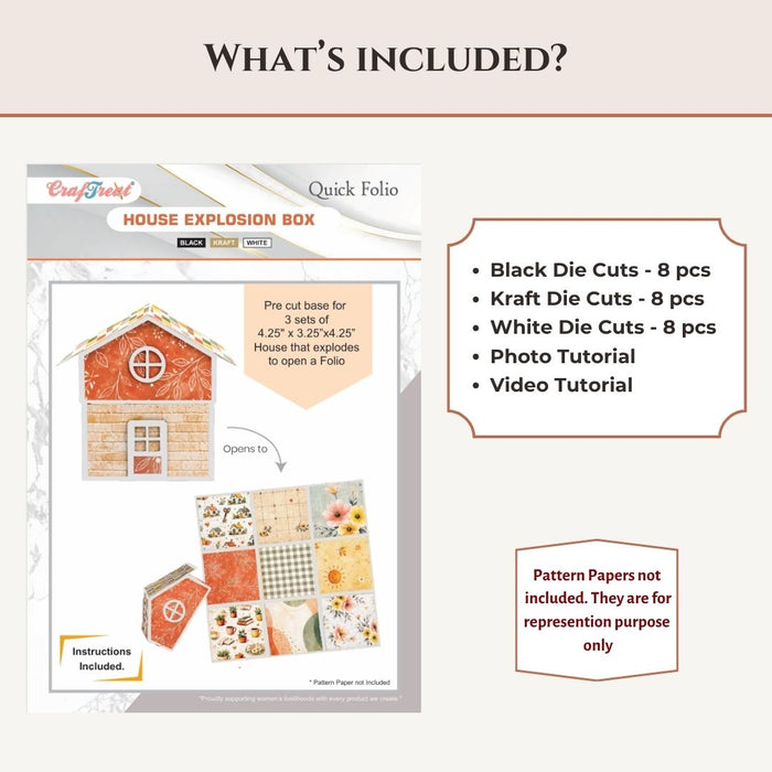Craftreat Quick Folio House Explosion Box What's Included CQF013