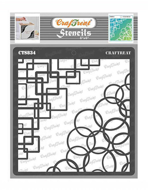 CrafTreat Retro Corners Stencil for Craft Paintings, Geometric Pattern 6x6 Inches