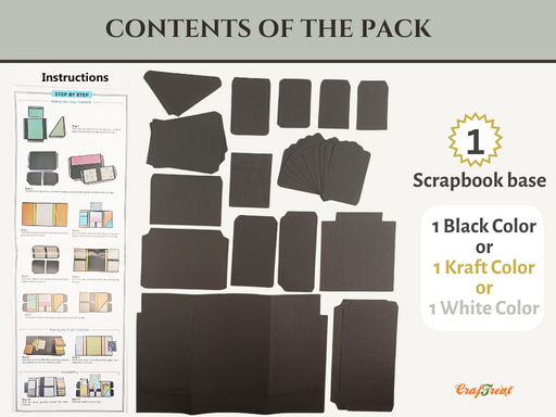 Craftreat Scrapbook Blank Precut Album Base Gate Fold Folio Contents CAB030