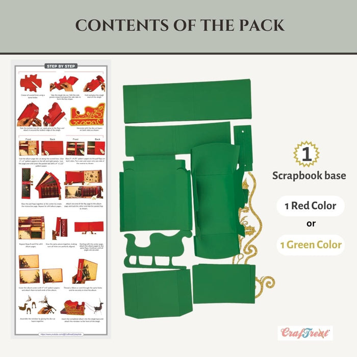 CrafTreat Scrapbook Blank - Sleigh Pull Flap Album - Red