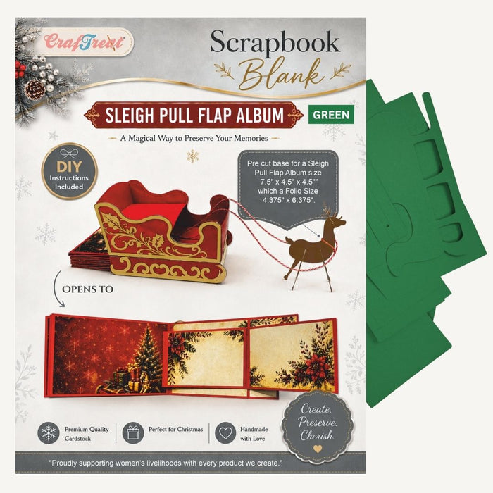 CrafTreat Scrapbook Blank - Sleigh Pull Flap Album - Red