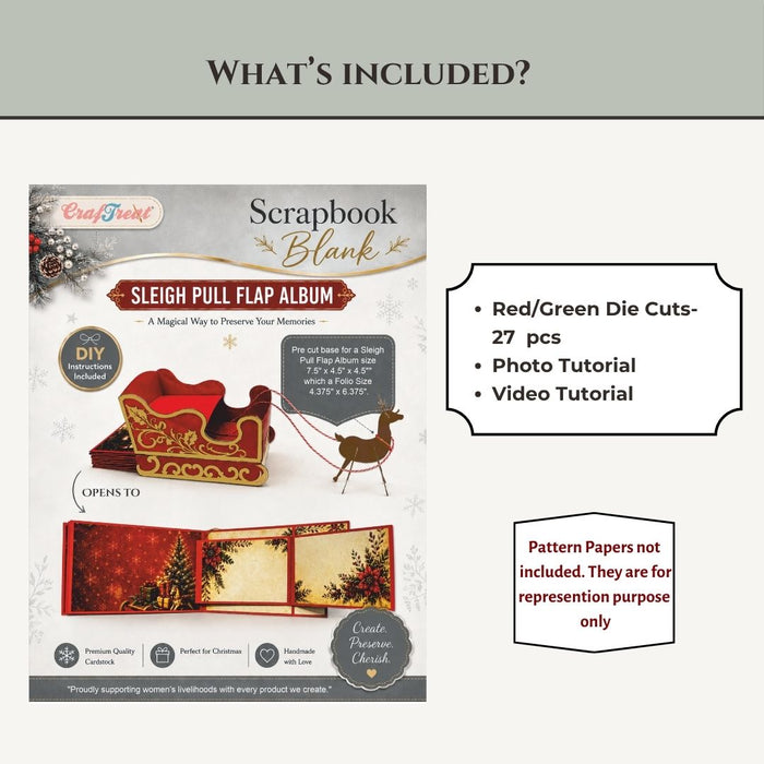 CrafTreat Scrapbook Blank - Sleigh Pull Flap Album - Red