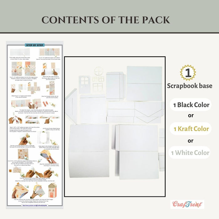 Craftreat Scrapbook Blank Tall House White Contents of the Pack CAB053