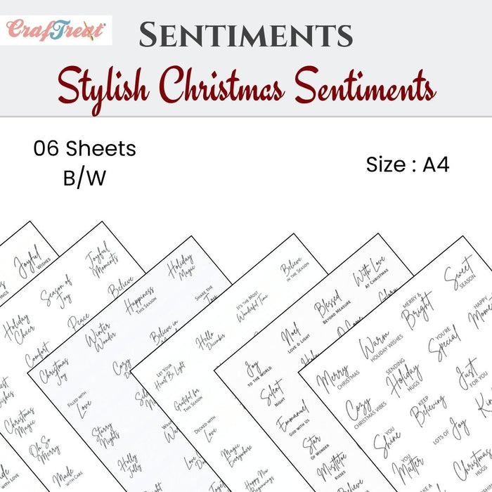 CrafTreat Sentiment Sheets - Stylish Christmas Sentiments 6 designs-CSS006