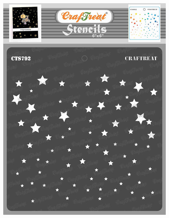 CrafTreat Starry Sky Stencil for Craft Paintings, Twinkling Star Stencil 6x6 Inches