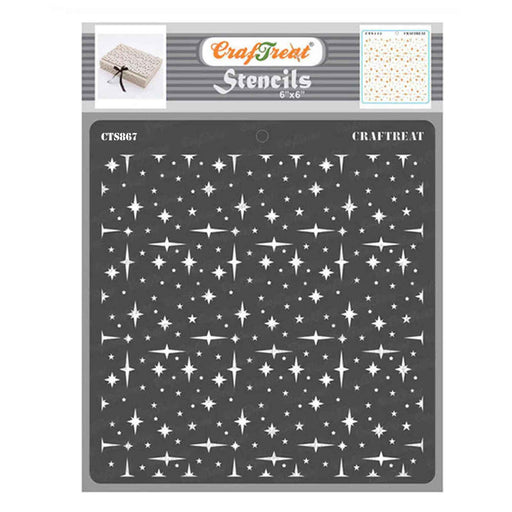 CrafTreat Stars all over For wall Stencil 6x6 Inches Wall art