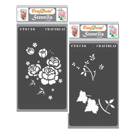 CrafTreat Stencil - Layered Rose Bunch 4x8 2 Pcs