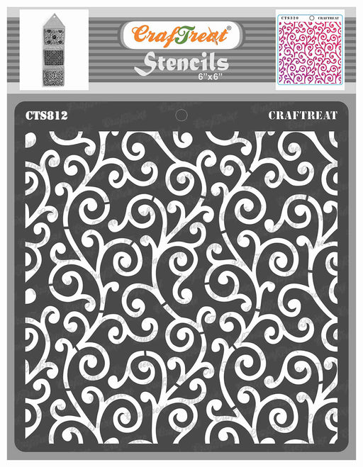 CrafTreat Swirly Swirls Background Stencil for Paintings 6x6 Inches
