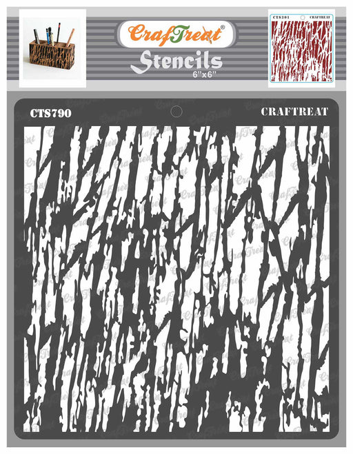 CrafTreat Tree Bark Stencil for Card Making Crafts 6x6 Inches
