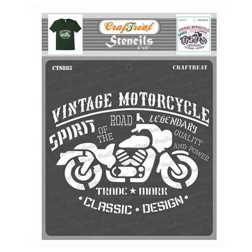 CrafTreat Vintage Motorbike Stencil for Journaling 6x6 Inches