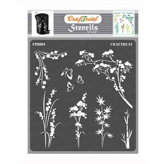 CrafTreat Wild Flowers Stencil 12x12 Inches for Card Making Art & Craft