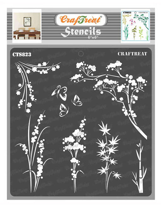 CrafTreat Wild Flowers Stencil for Crafts - Floral Stencil for Crafts 6x6 Inches