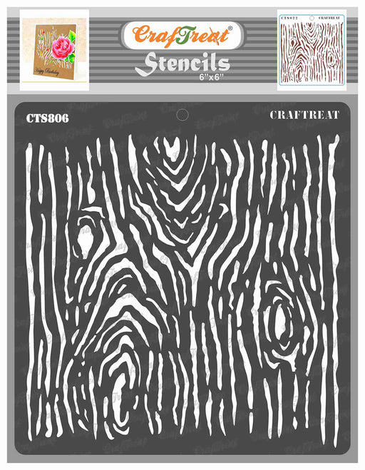 CrafTreat Woodgrain Stencil for Background 6x6 Inches