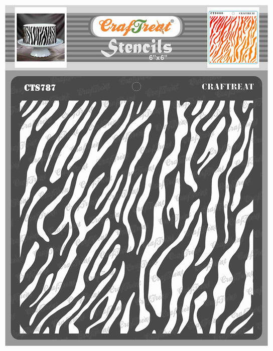 CrafTreat Zebra Skin Stencil for Art Paintings 6x6 Inches