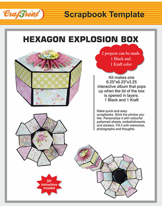 CrafTreat Hexagon Explosion Box Scrapbook Templates DIY Scrapbook Ideas