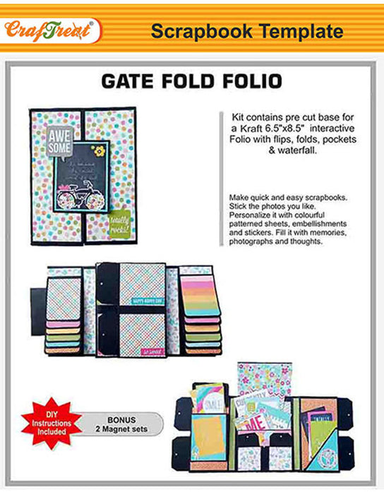 CrafTreat Gatefold Folio Kraft Scrapbook Templates DIY Scrapbook Ideas