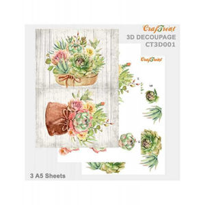CrafTreat Cactus 3D Decoupage sheet A5 3D Decoupage Art Ideas