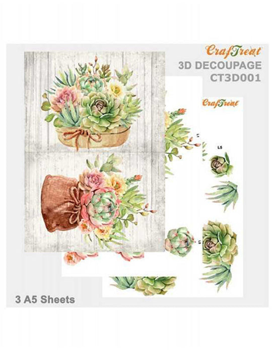 CrafTreat Flower Design 3D Decoupage Sheet A4 3D Decoupage Art Ideas