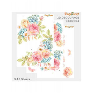 CrafTreat Flower Design 3D Decoupage sheet A5 3D Decoupage Art Ideas