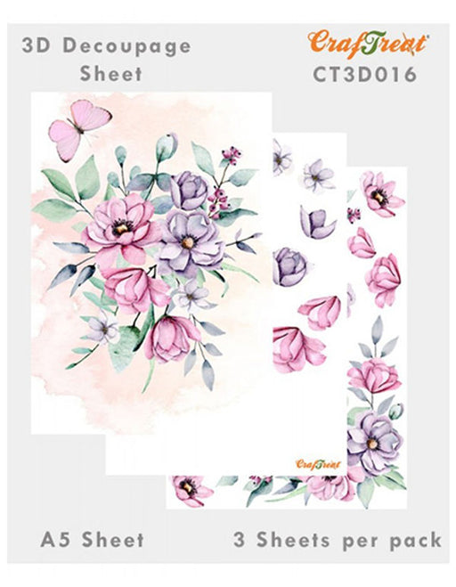 CrafTreat Flower Bunch 3D Decoupage Sheet A5