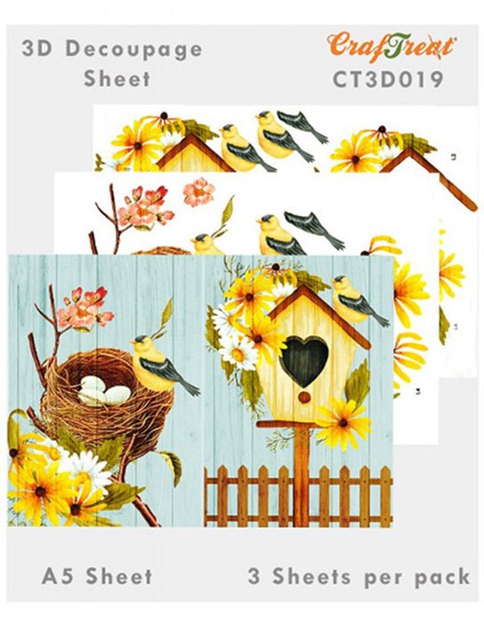 CrafTreat Birds nest 3D Decoupage Sheet A5