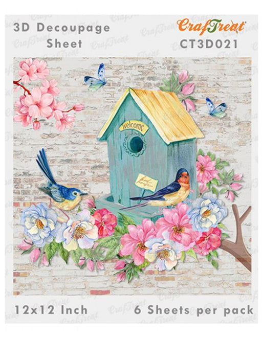 CrafTreat Bird House 3D Decoupage Sheet 12x12 Inches