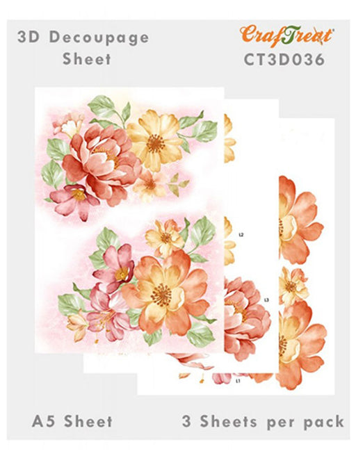 CrafTreat Flower Fantasy 3D Decoupage Sheet A5 3D Decoupage Art Ideas