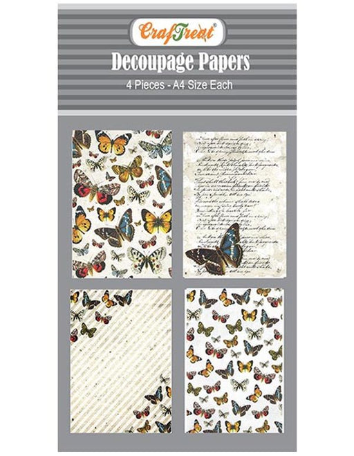 CrafTreat Butterfly Decoupage Paper A4