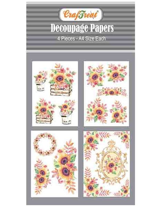 CrafTreat Sunflower Decoupage Paper A4 Scrapbooking Crafts DIY Paper Crafts