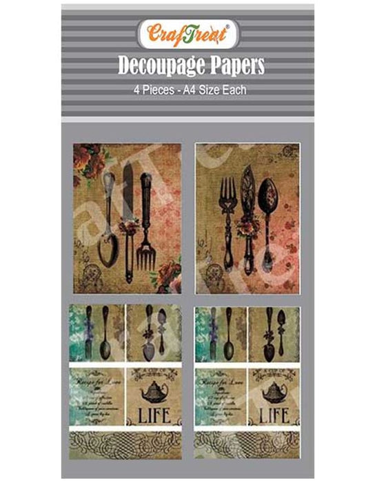 CrafTreat Cutlery Decoupage Paper A4 Scrapbooking Crafts DIY Paper Crafts