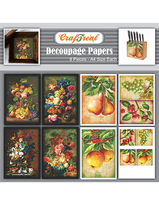 CrafTreat Painted Bouquets and Fruits Decoupage Paper A4 Scrapbooking Crafts DIY Paper Crafts
