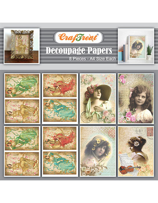 CrafTreat Pretty ladies and Love Decoupage Paper A4