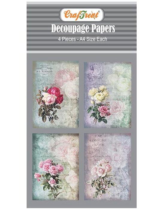 CrafTreat Roses Decoupage Paper A4