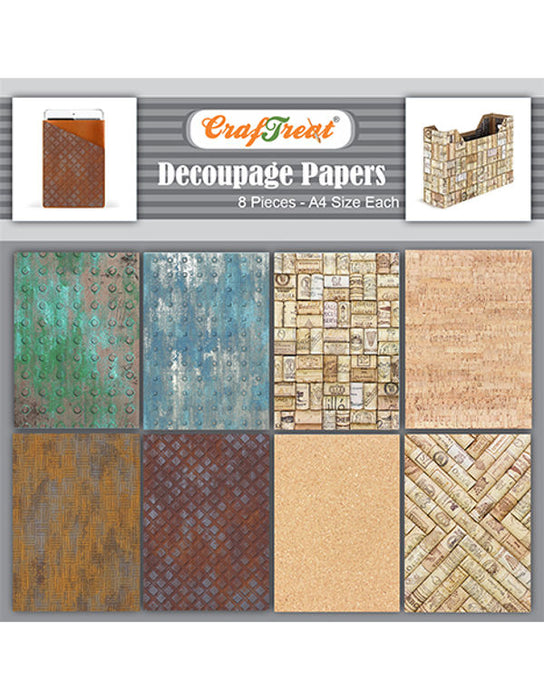 CrafTreat Metal and Cork Decoupage Papers A4