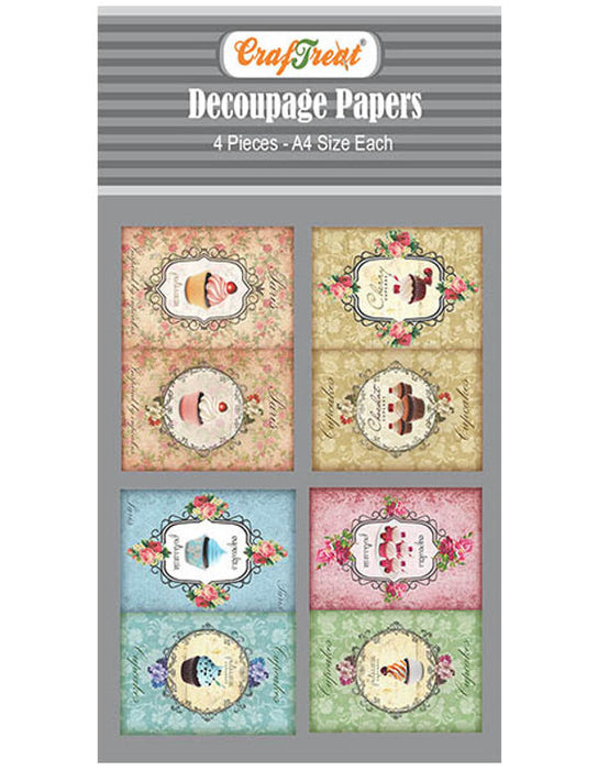 CrafTreat Cupcakes Decoupage Paper A4