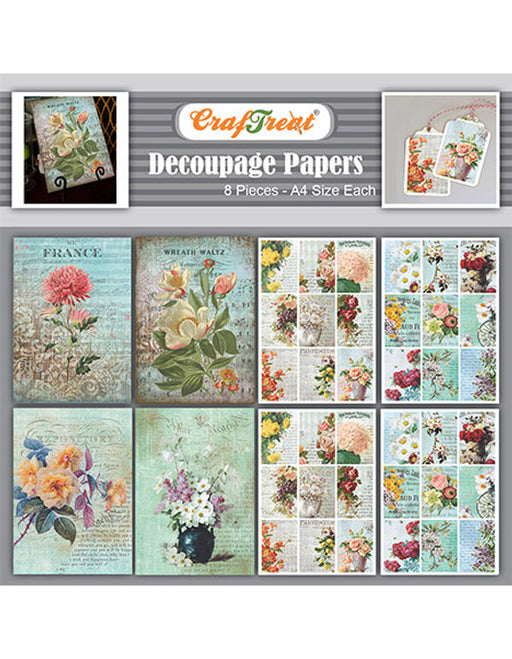CrafTreat Flower Decoupage Paper A4