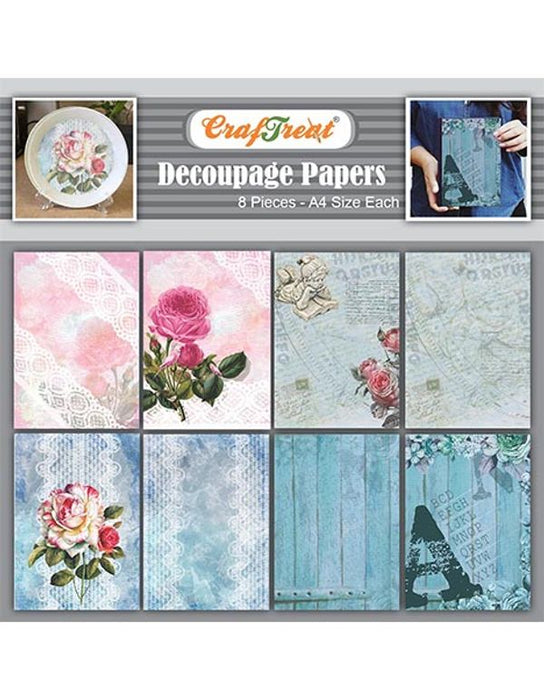 CrafTreat Rose and Lace Decoupage Paper A4 Scrapbooking Crafts DIY Paper Crafts