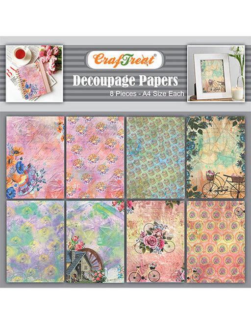 CrafTreat Wheel and Cycle Decoupage Paper A4 Scrapbooking Crafts DIY Paper Crafts