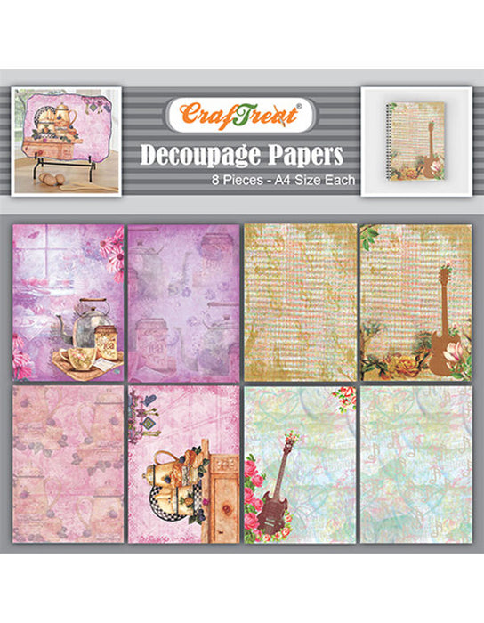 CrafTreat Kitchen and Guitar Decoupage Paper A4 Scrapbooking Crafts DIY Paper Crafts