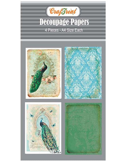 CrafTreat Peacock Design Decoupage Paper A4 Scrapbooking Crafts DIY Paper Crafts