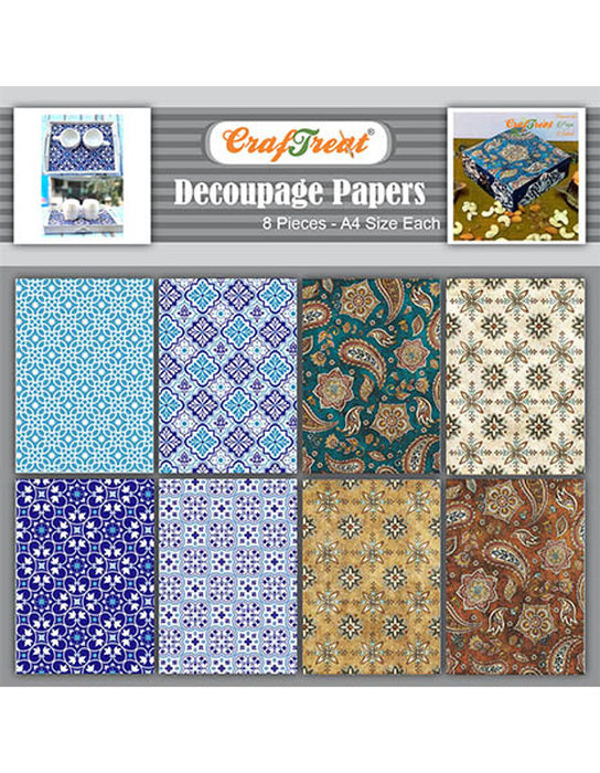CrafTreat Moroccan and Paisley Decoupage Paper A4 Scrapbooking Crafts DIY Paper Crafts