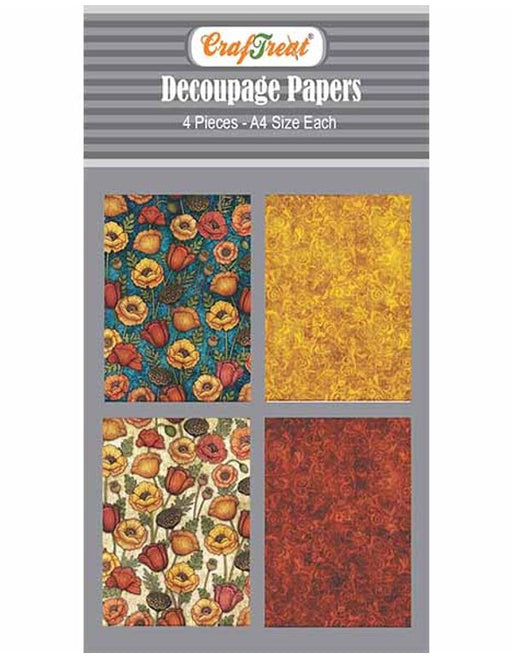 CrafTreat Poppy Garden Decoupage Paper A4 Scrapbooking Crafts DIY Paper Crafts